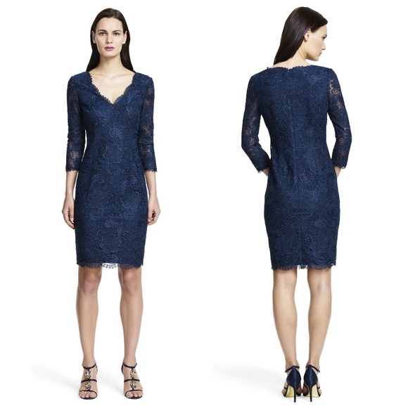 navy lace dress with sleeves
